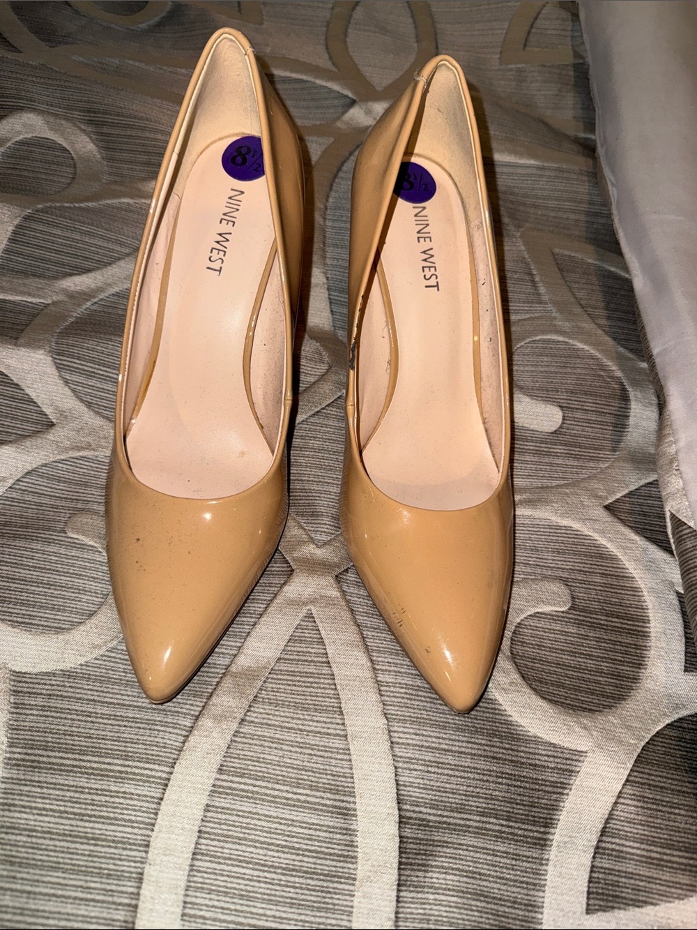 Nine West Nude Patent Pointed-Toe Pumps